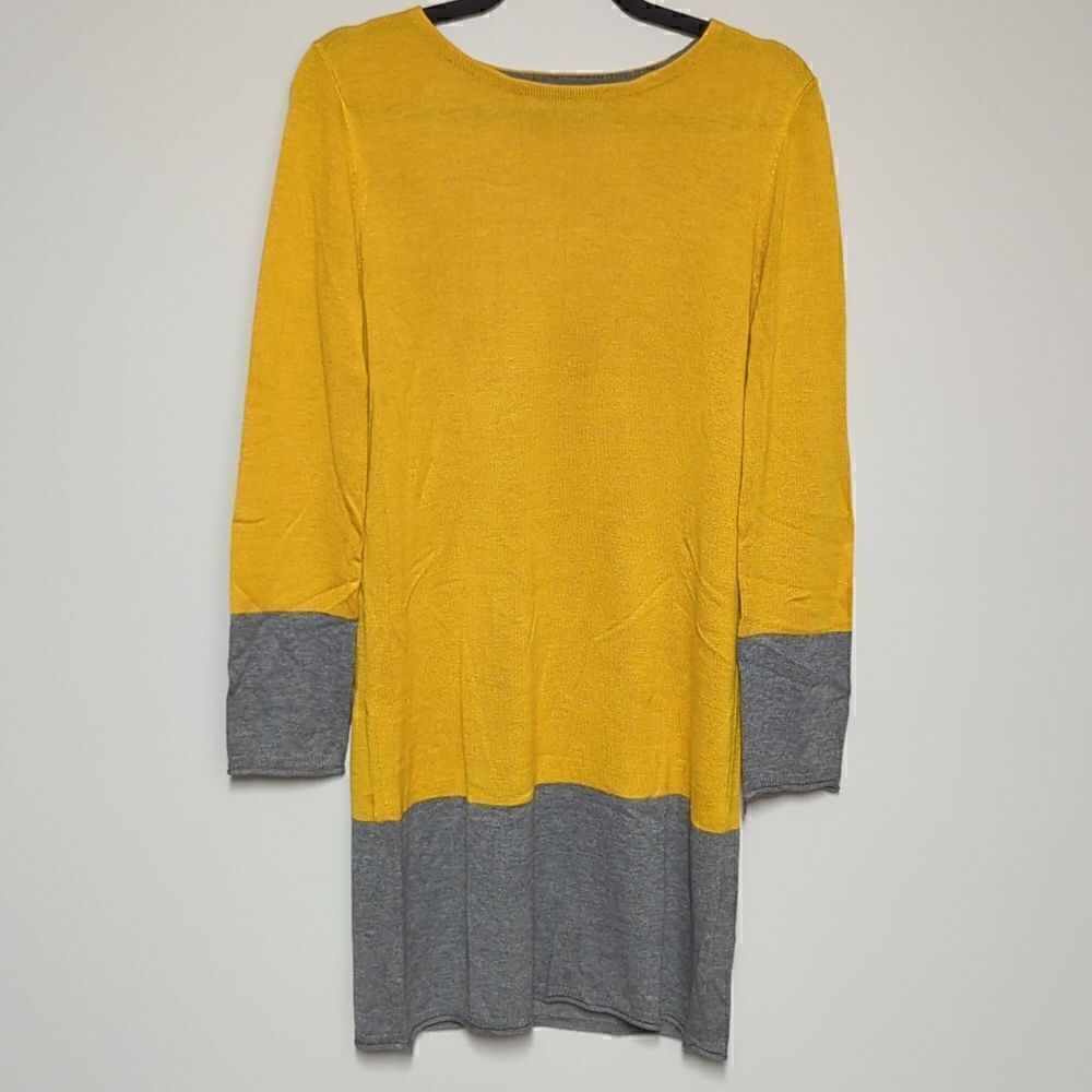 Philosophy Yellow and Gray Sweater Dress